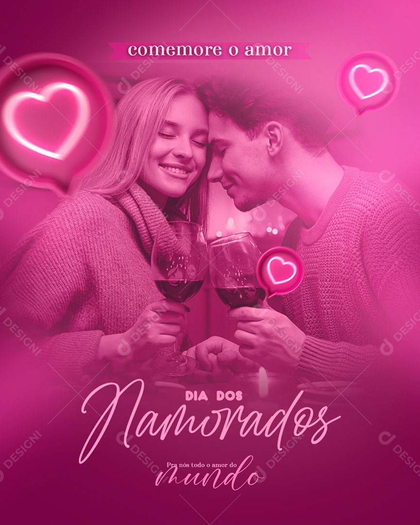 Feliz Dia Dos Namorados Social Media PSD Editável