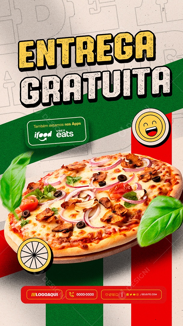 Story Entregas Pizzaria Entrega Gratuita Social Media PSD Editável