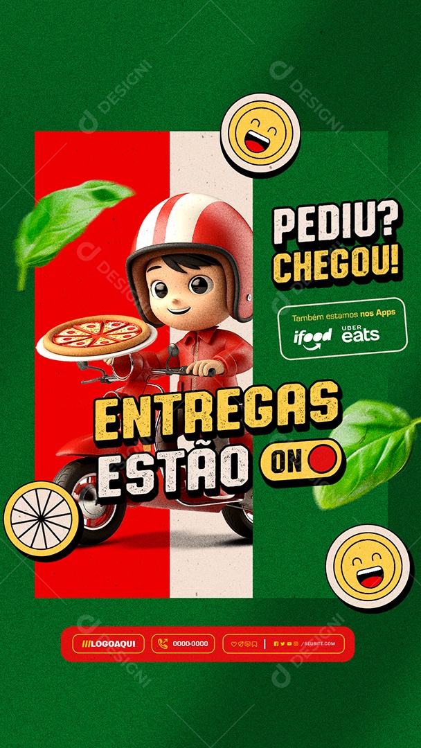 Story Entregas Pizzaria Pediu Chegou Entregas Estão On Social Media PSD Editável
