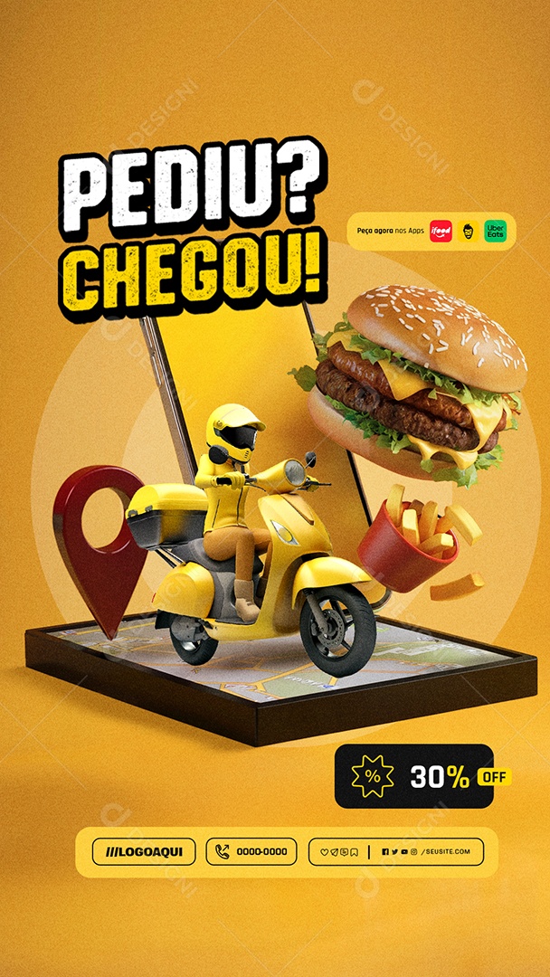Story Entregas Hamburgueria Pediu Chegou Social Media PSD Editável