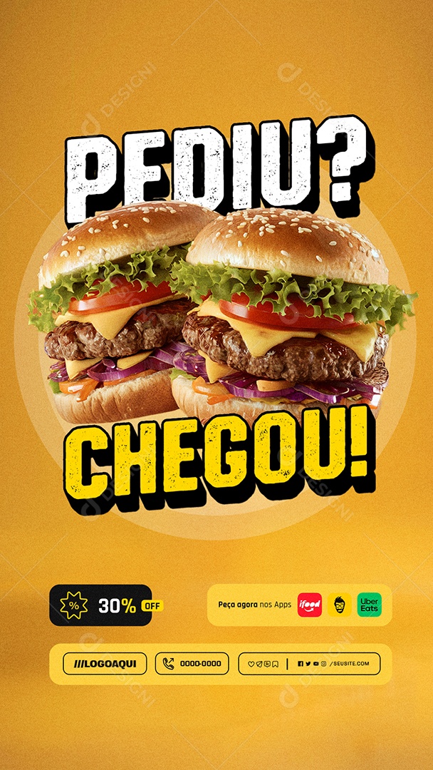 Story Entregas Hamburgueria Pediu Chegou Social Media PSD Editável