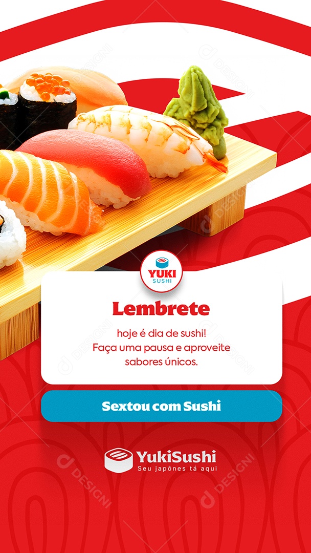 Story Comida Japonesa Lembrete Social Media PSD Editável