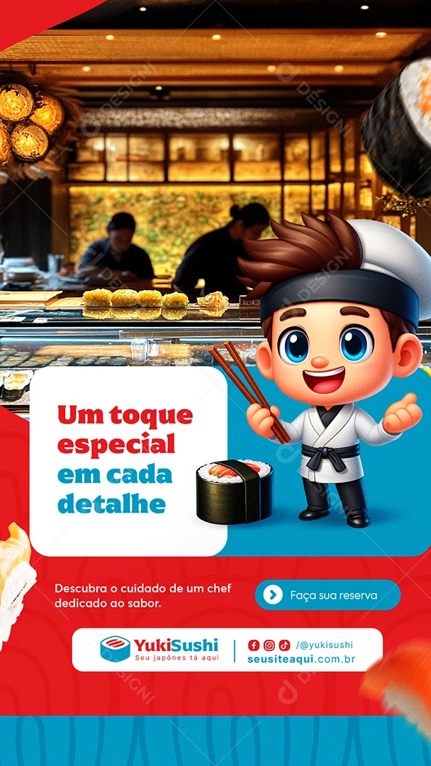 Story Comida Japonesa Sushi Um Toque Especial Social Media PSD Editável