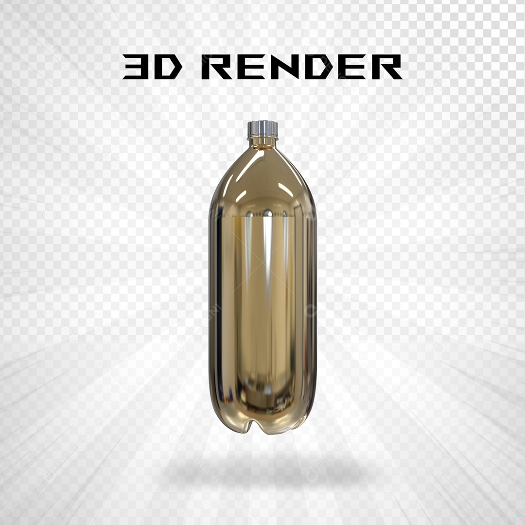 Elemento 3D Garrafa Dourado para Composição PSD