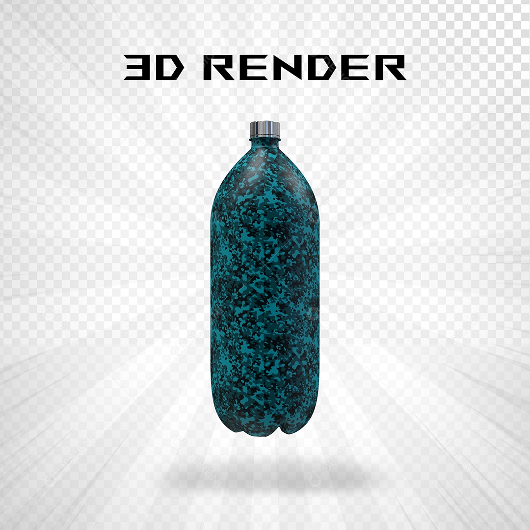 Elemento 3D Garrafa Azul para Composição PSD