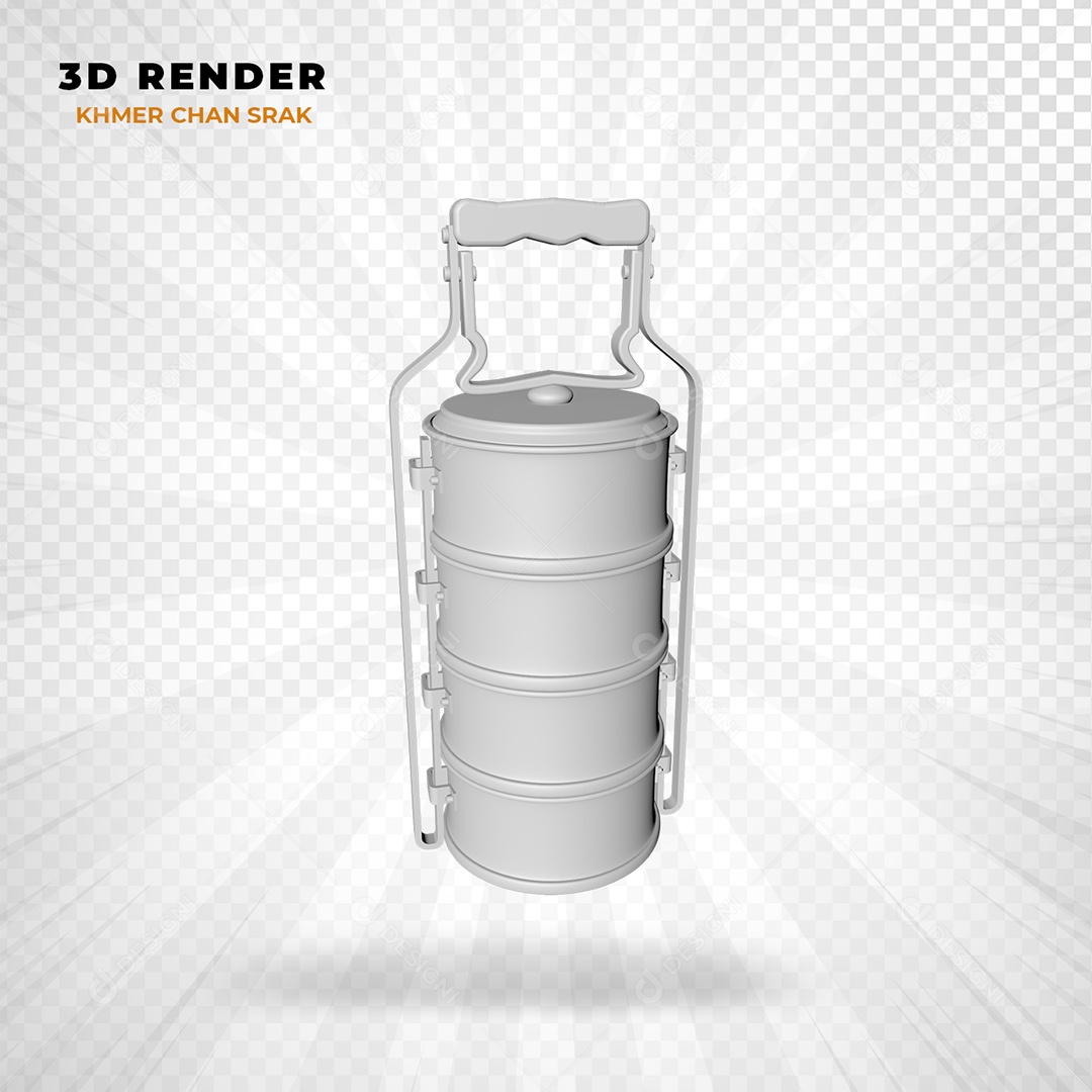 Elemento 3D Khmer Chan Srak Camboja Branca para Composição PSD