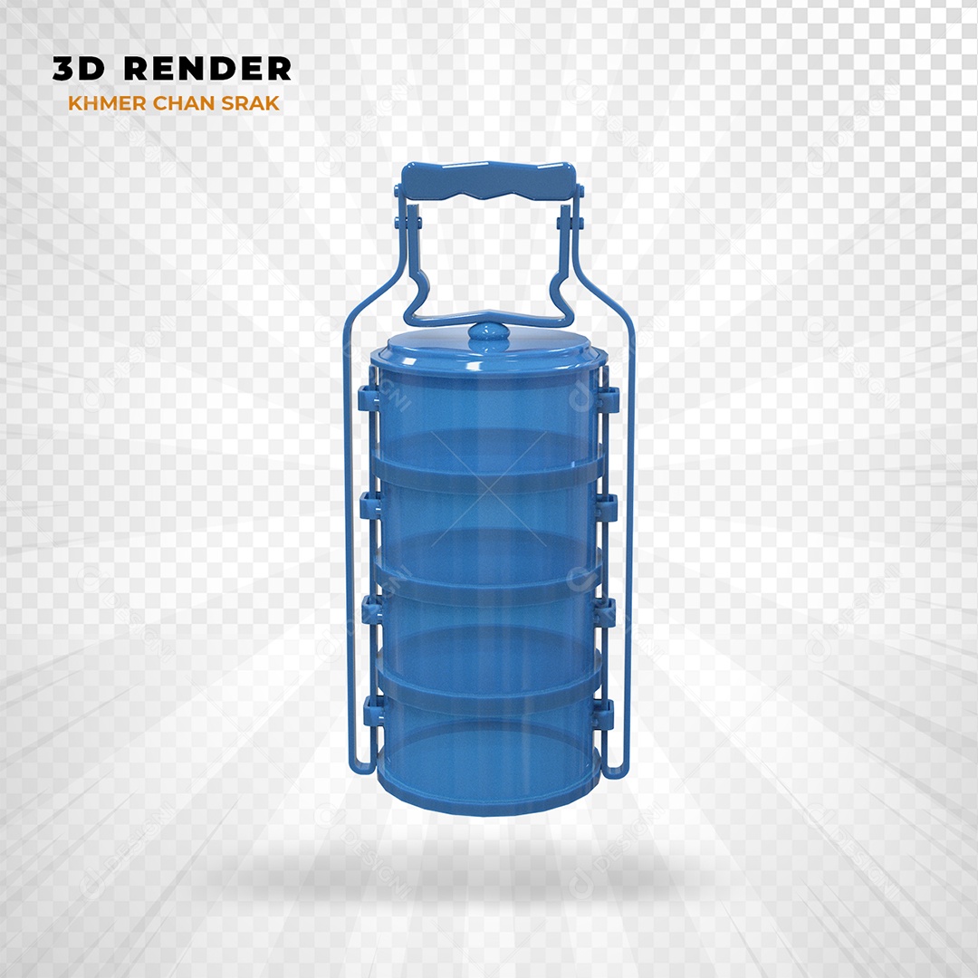 Elemento 3D Khmer Chan Srak Camboja Azul para Composição PSD