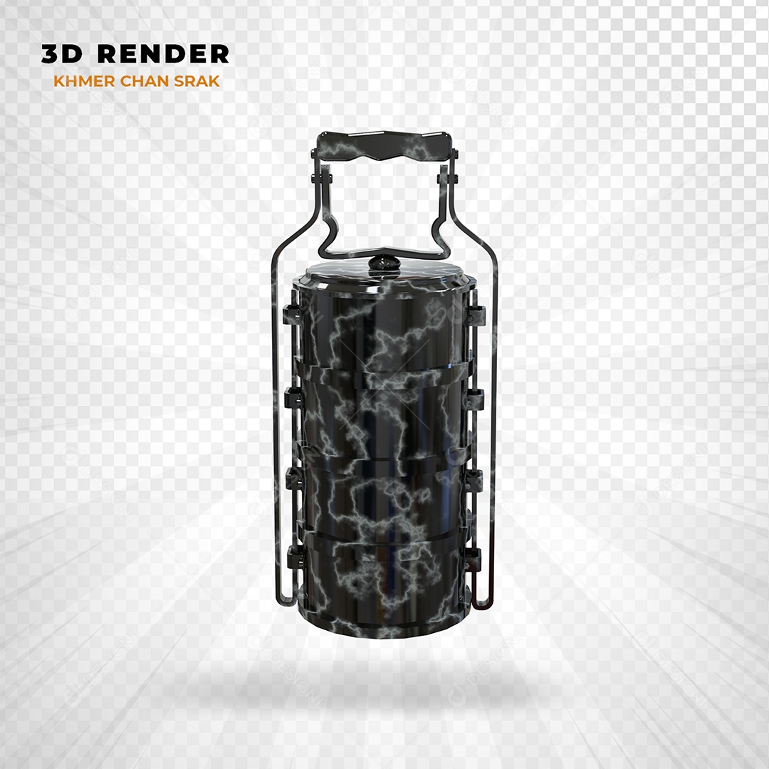 Elemento 3D Khmer Chan Srak Camboja Preto para Composição PSD