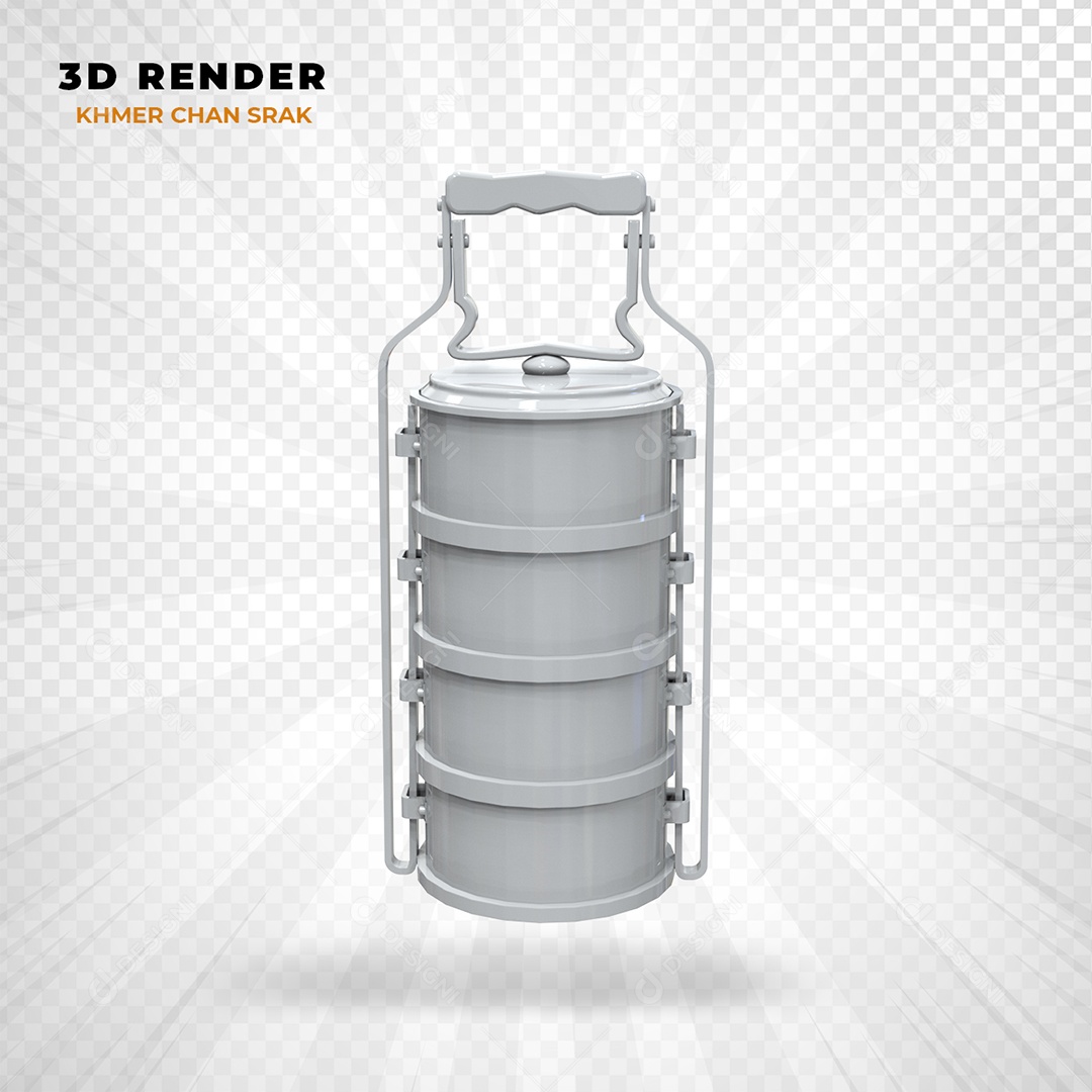 Elemento 3D Khmer Chan Srak Camboja Cinza para Composição PSD