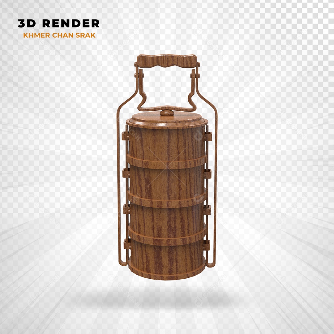 Elemento 3D Khmer Chan Srak Camboja Marrom para Composição PSD