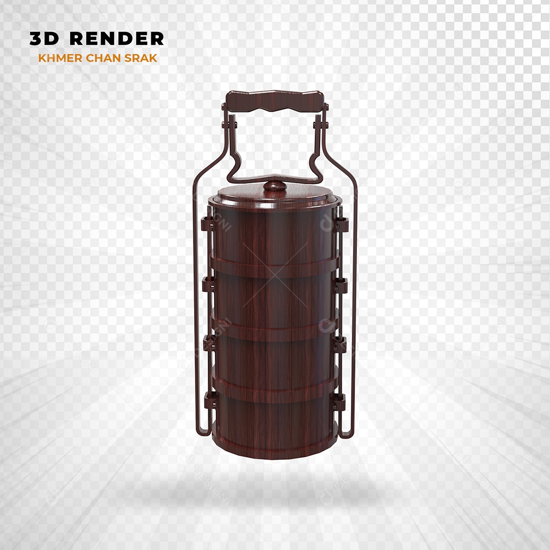 Elemento 3D Khmer Chan Srak Camboja Marrom para Composição PSD