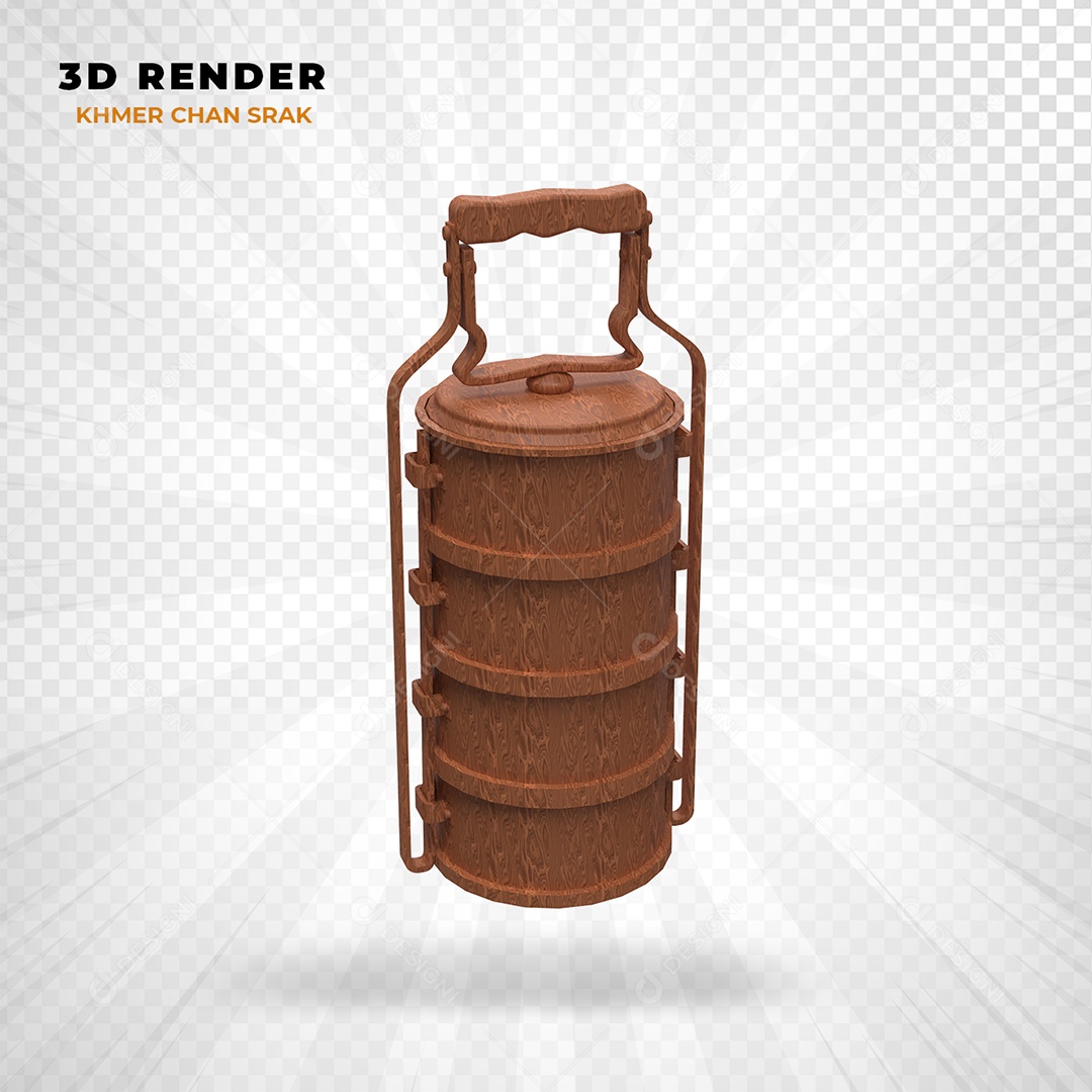 Elemento 3D Khmer Chan Srak Camboja Marrom para Composição PSD