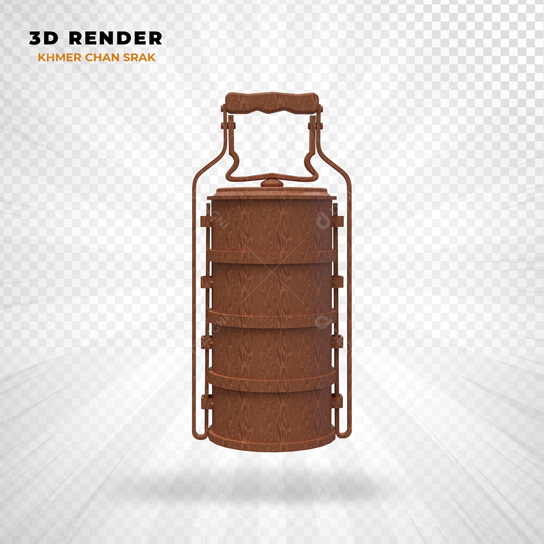 Elemento 3D Khmer Chan Srak Camboja Marrom para Composição PSD