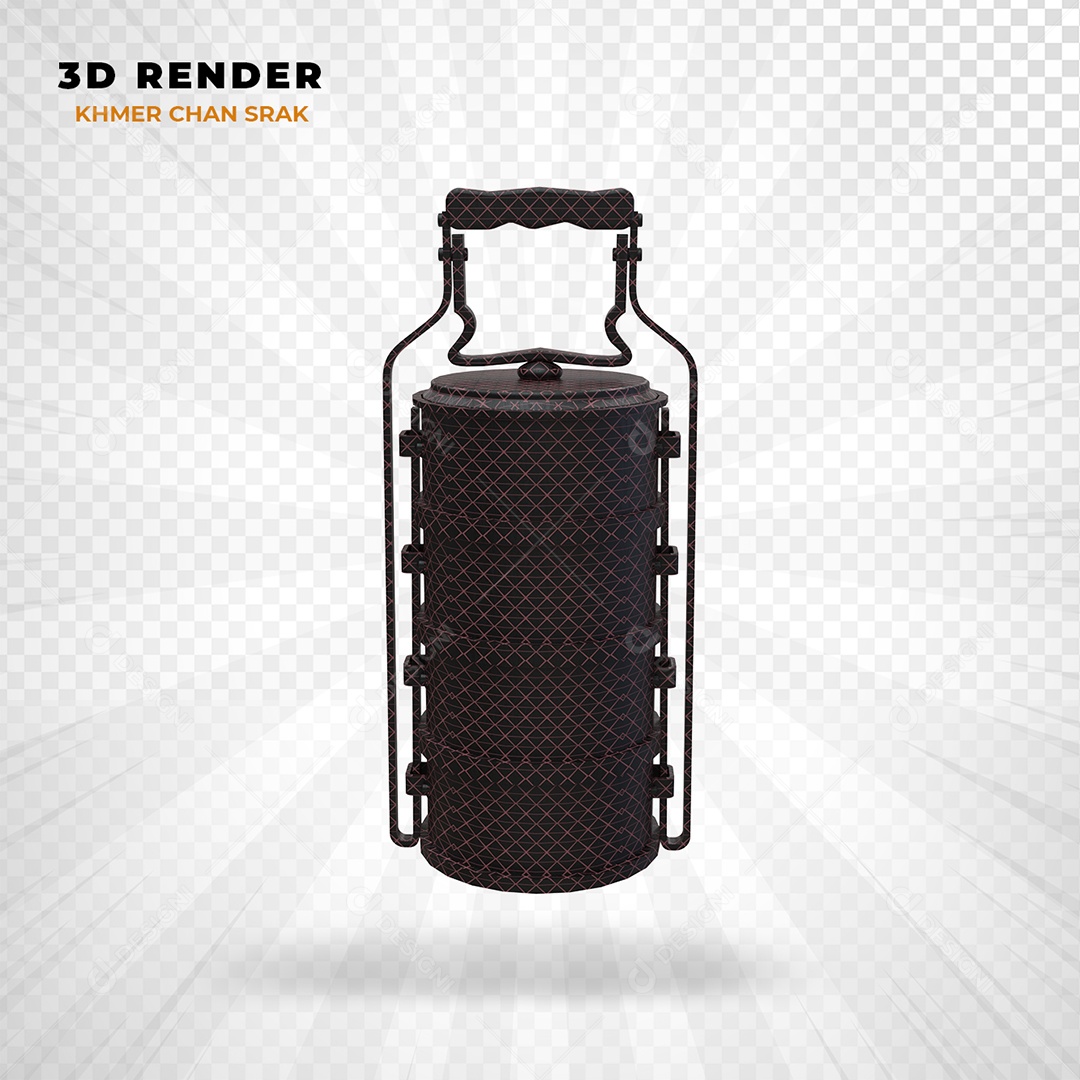 Elemento 3D Khmer Chan Srak Camboja Preto para Composição PSD
