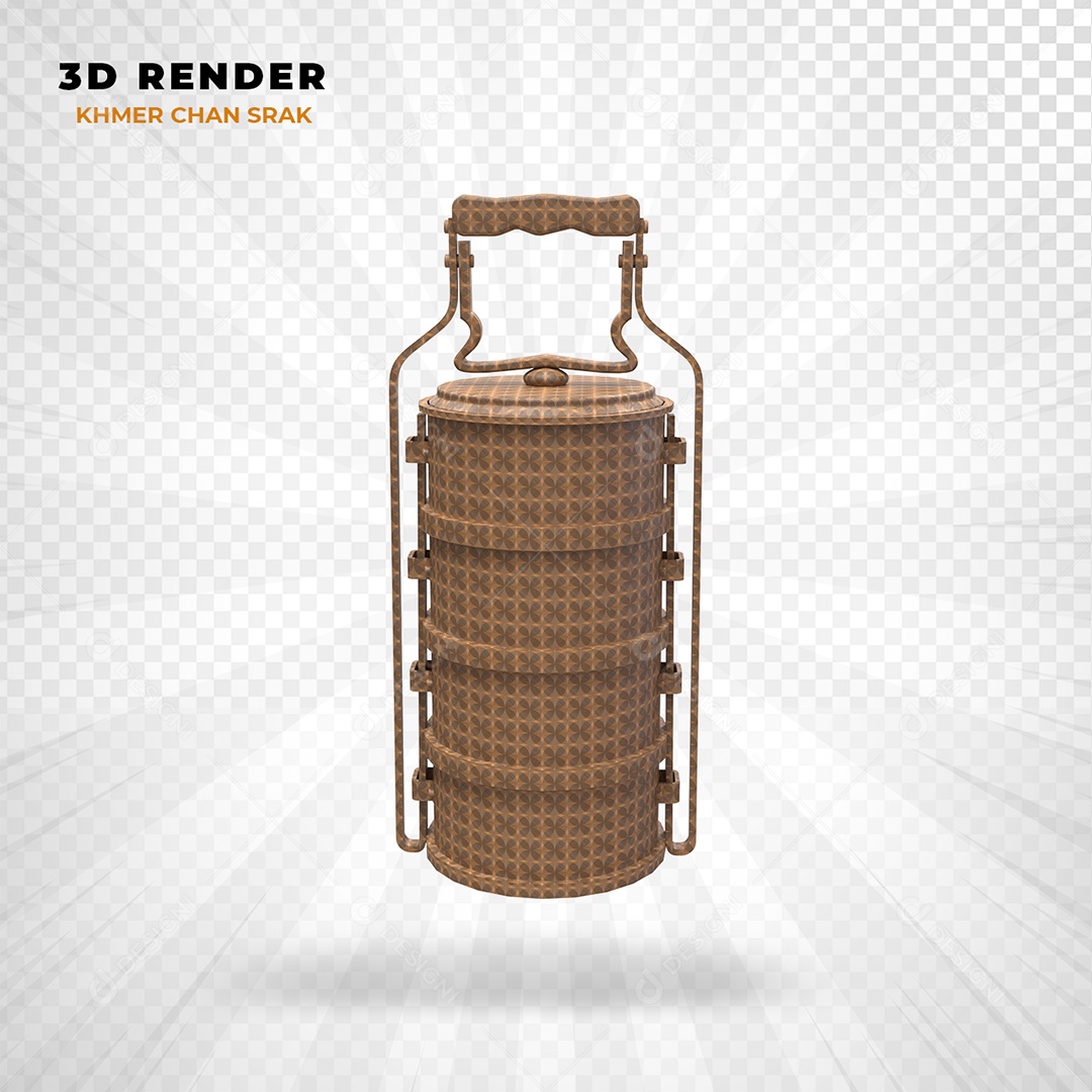 Elemento 3D Khmer Chan Srak Camboja Marrom para Composição PSD