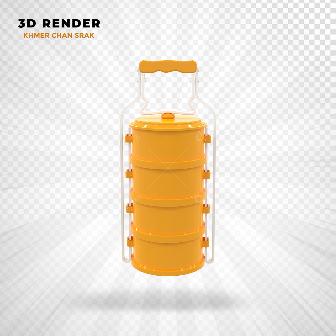 Elemento 3D Khmer Chan Srak Camboja Amarelo para Composição PSD