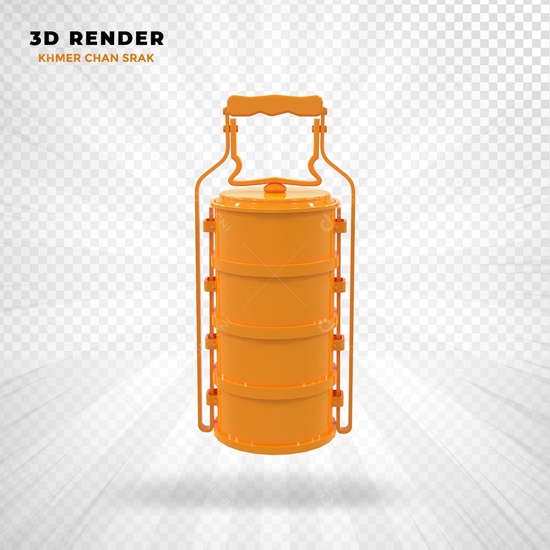 Elemento 3D Khmer Chan Srak Camboja Laranja para Composição PSD