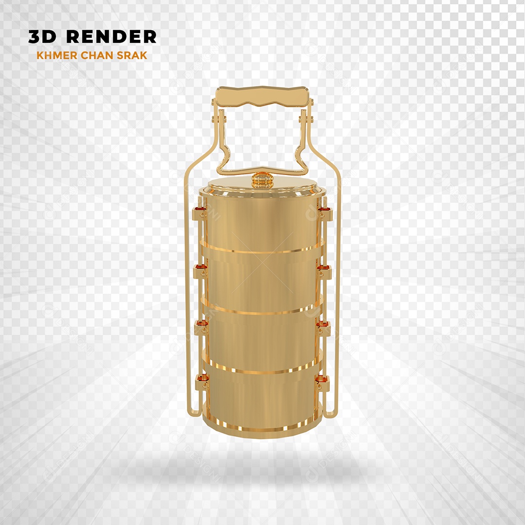 Elemento 3D Khmer Chan Srak Camboja Dourado para Composição PSD