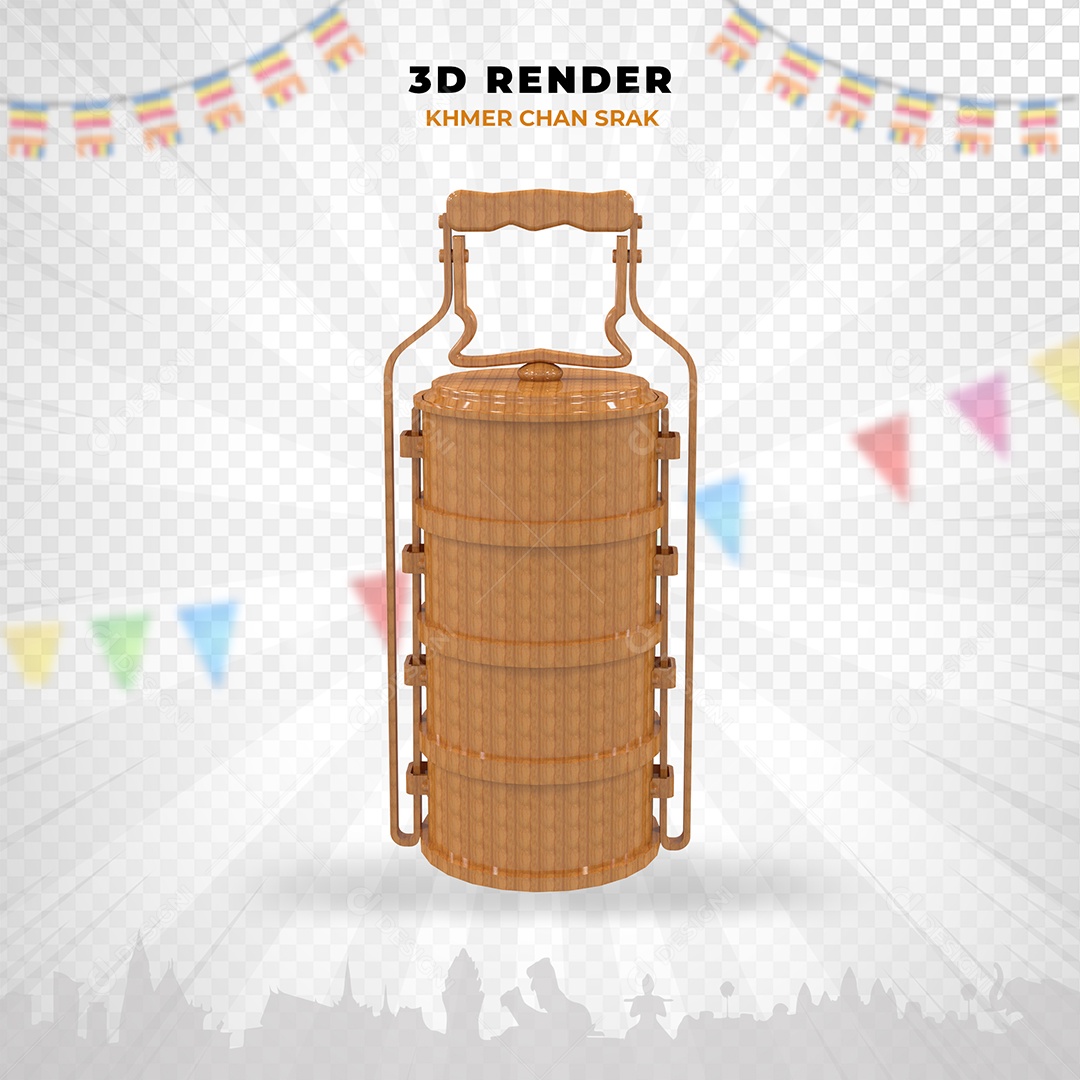 Elemento 3D Khmer Chan Srak Camboja Marrom para Composição PSD