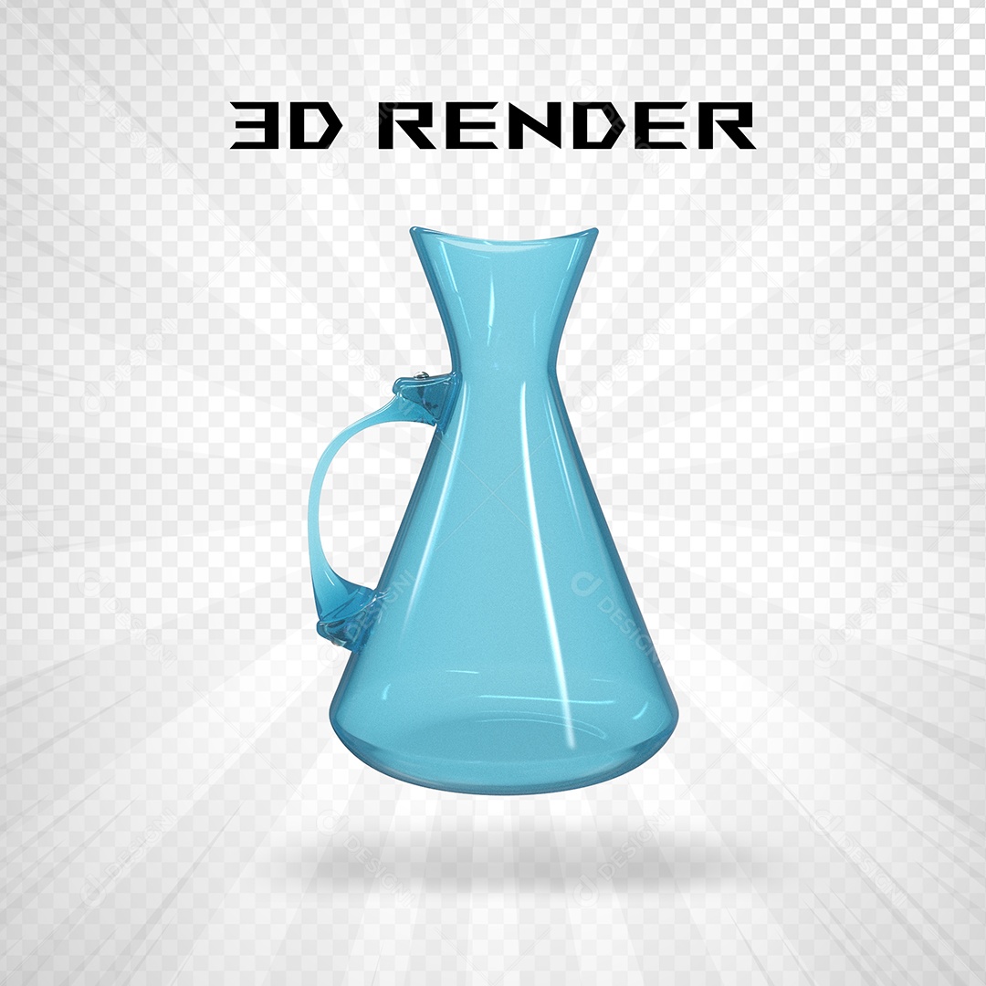 Elemento 3D Garrafa de Vidro Azul para Composição PSD