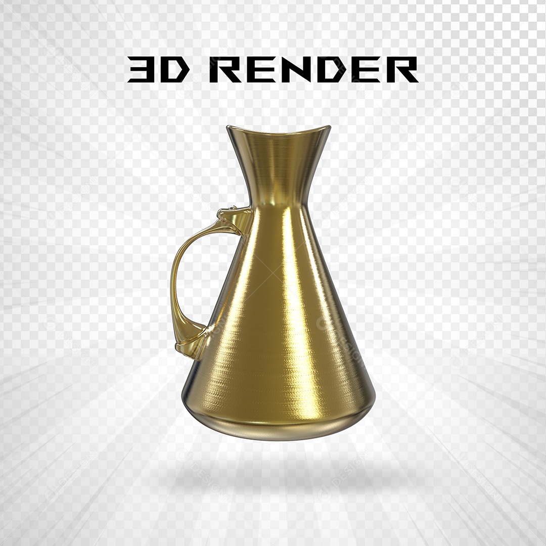 Elemento 3D Vaso De água PSD Dourado