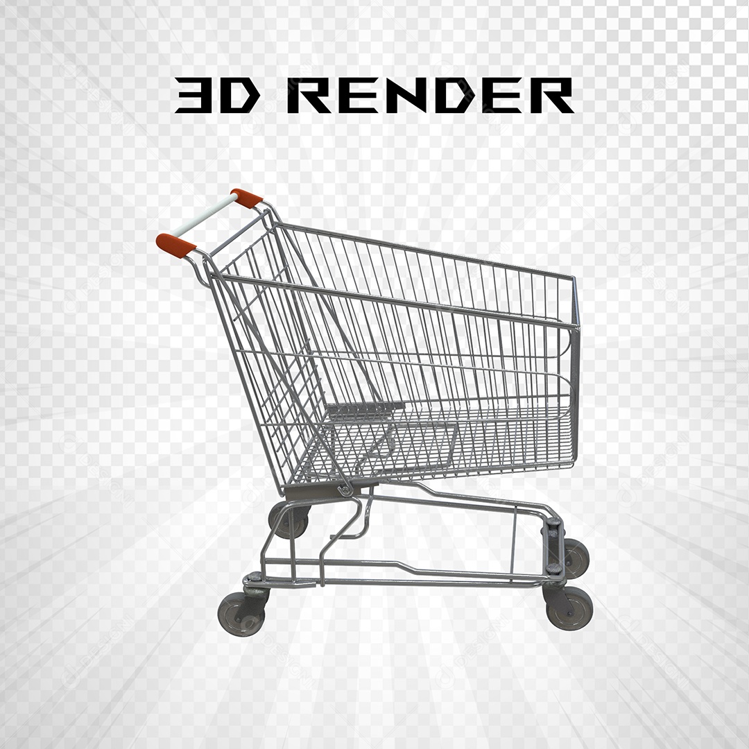 Elemento 3D Carrinho de Supermercdo Para Composição PSD