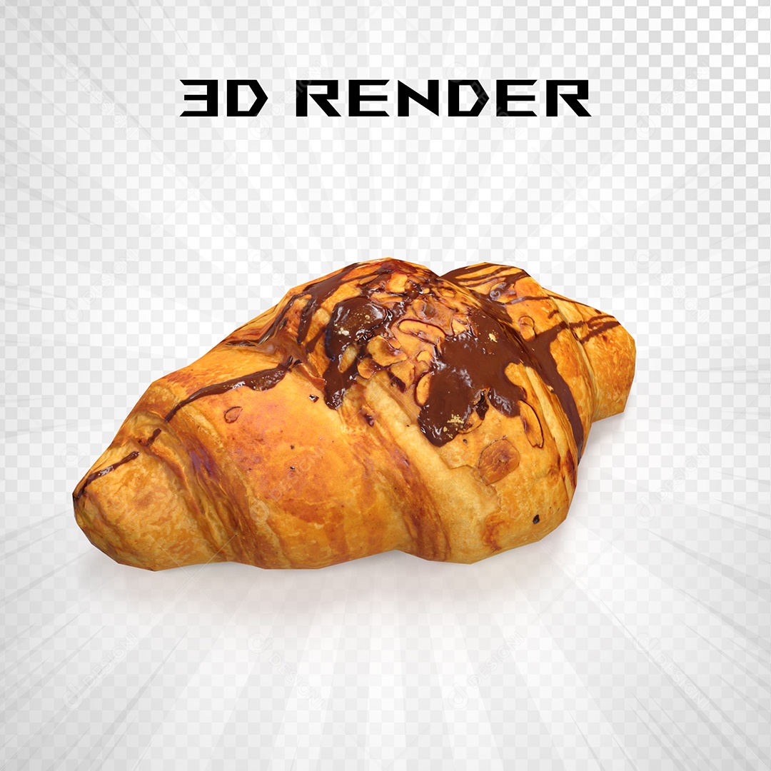 Croissant Elemento 3D Para Composição PSD