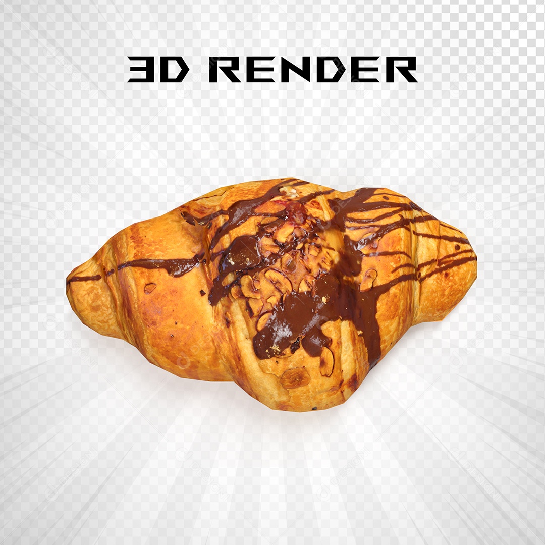 Croissant Elemento 3D Para Composição PSD