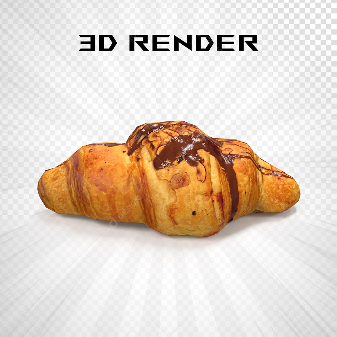 Croissant Elemento 3D Para Composição PSD