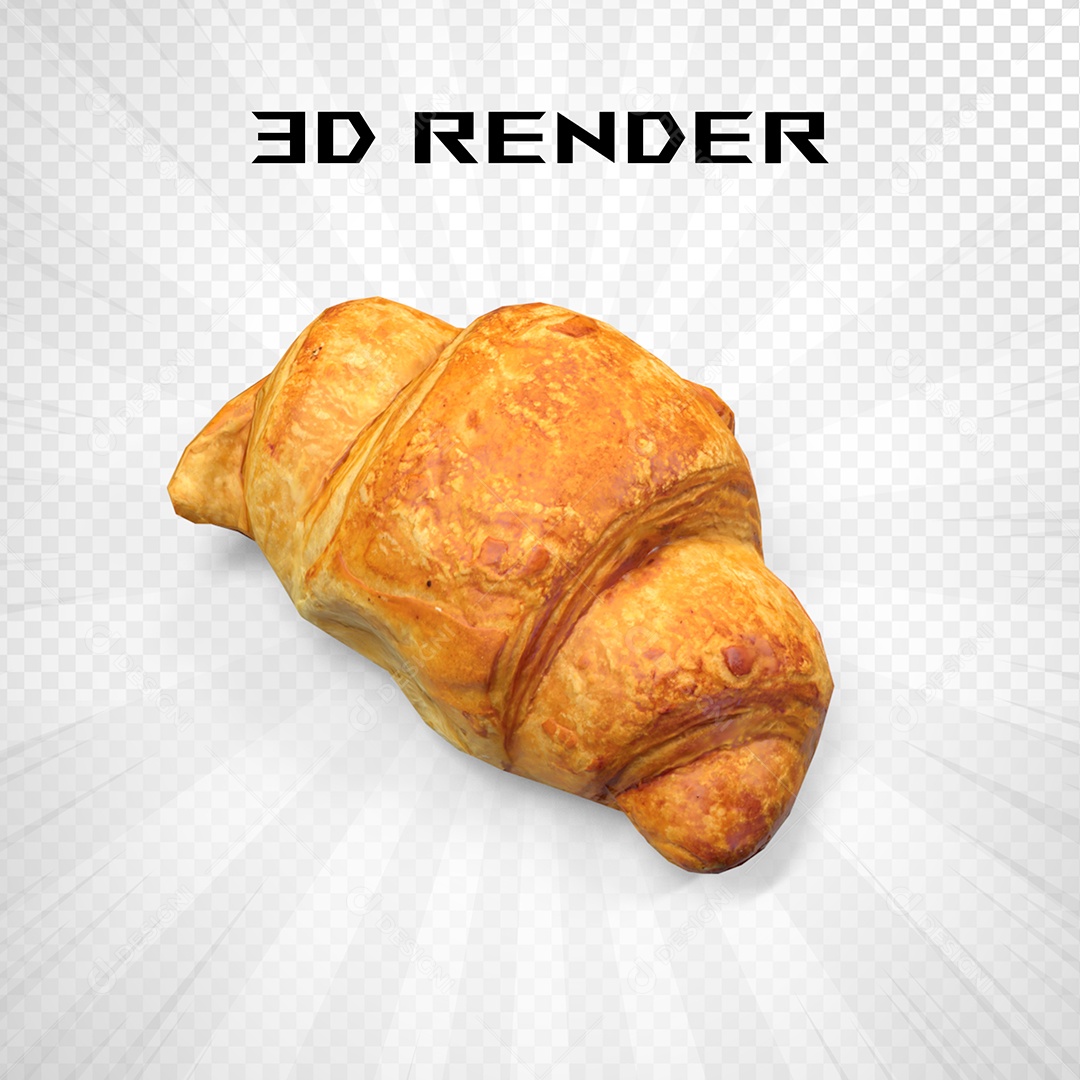 Croissant Elemento 3D Para Composição PSD