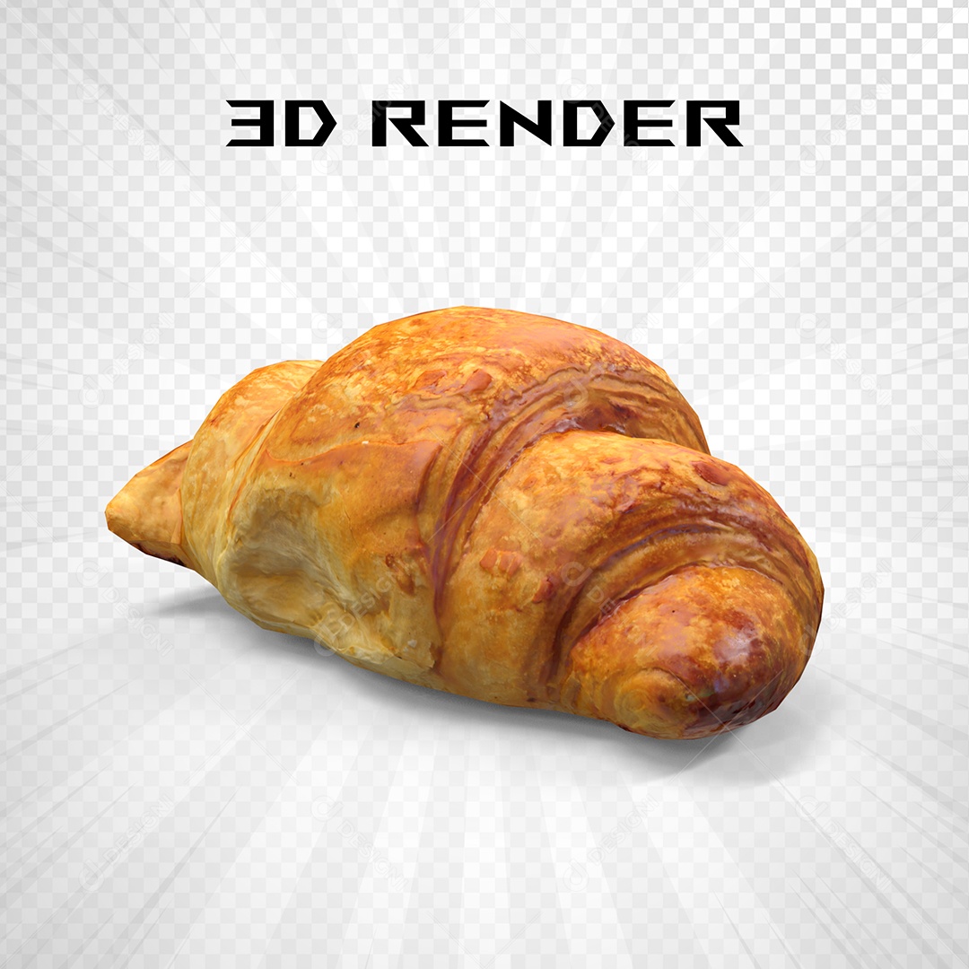 Croissant Elemento 3D Para Composição PSD