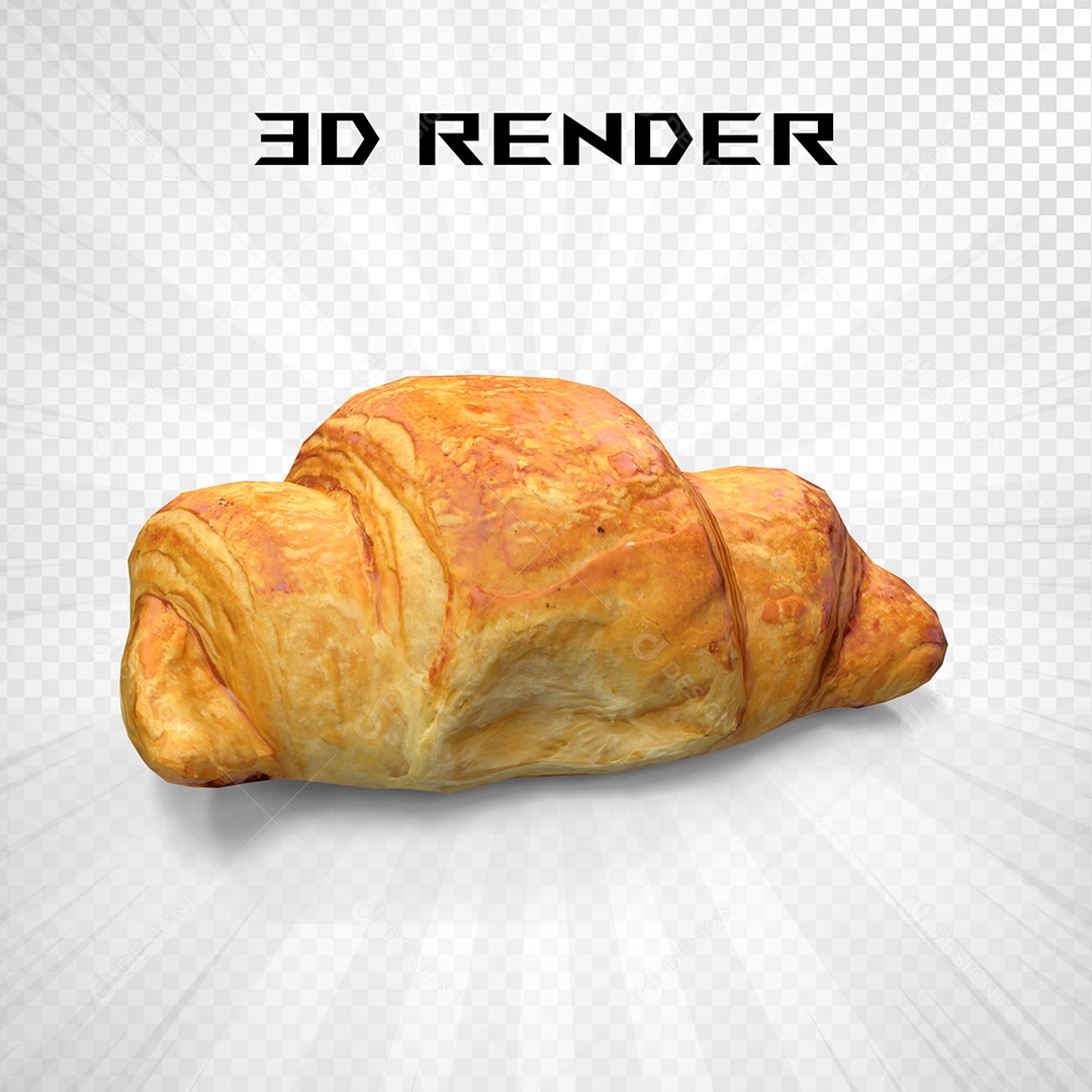 Croissant Elemento 3D Para Composição PSD