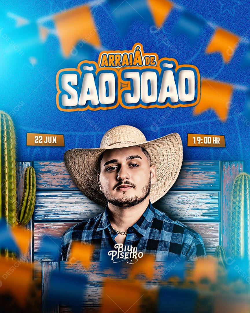 Feed Flyer Arraiá de São João Social Media PSD Editável