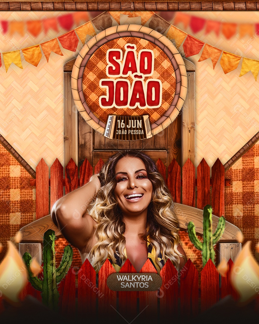 Feed Flyer Arraiá de São João Social Media PSD Editável