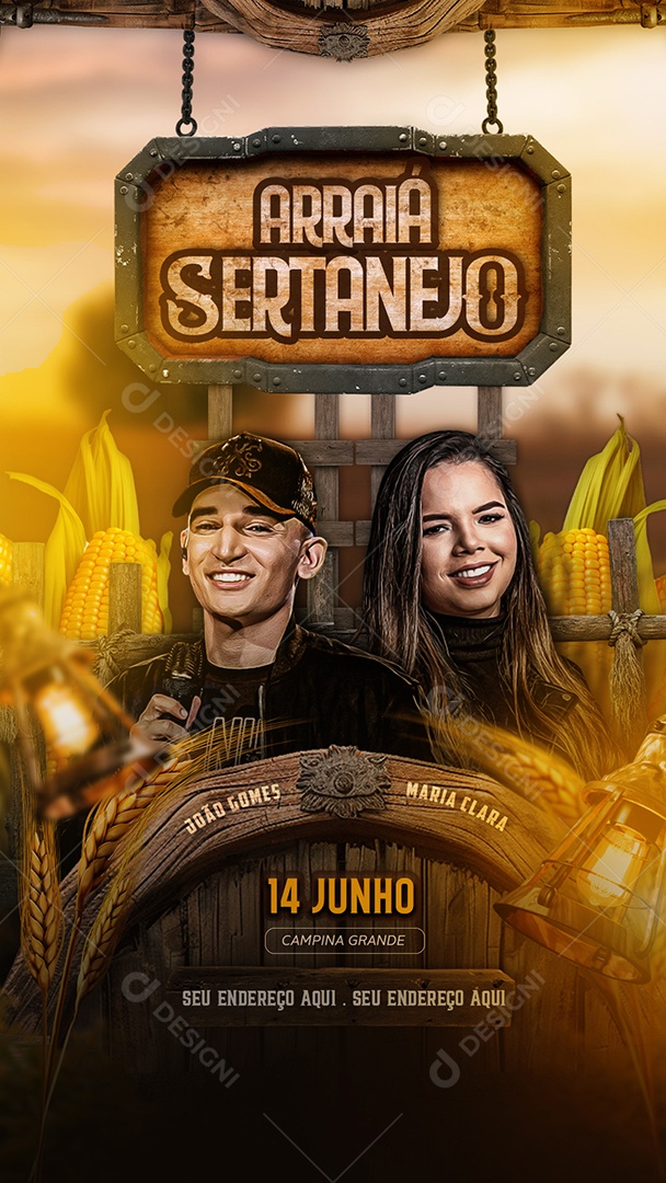 Story Flyer Arraiá Sertanejo Social Media PSD Editável