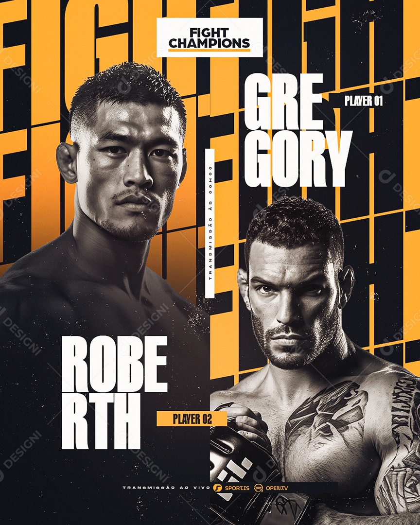 Campeonato De Luta Masculina Fight Champions Social Media PSD Editável