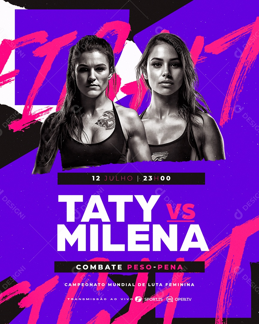 Campeonato Mundial De Luta Feminina Taty VS Milena Social Media PSD Editável