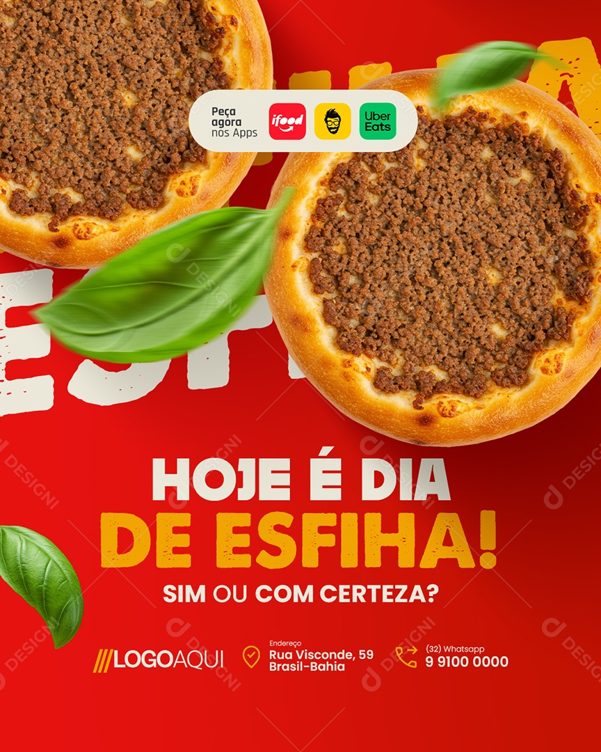 Hoje é Dia De Esfiha Social Media PSD Editável