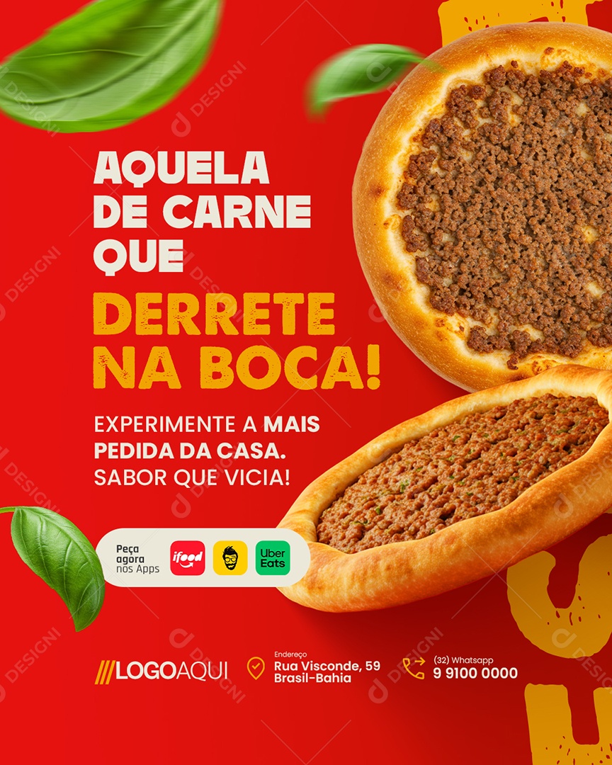 Esfiha Aquela De Carne Que Derrete Na Boca Social Media PSD Editável