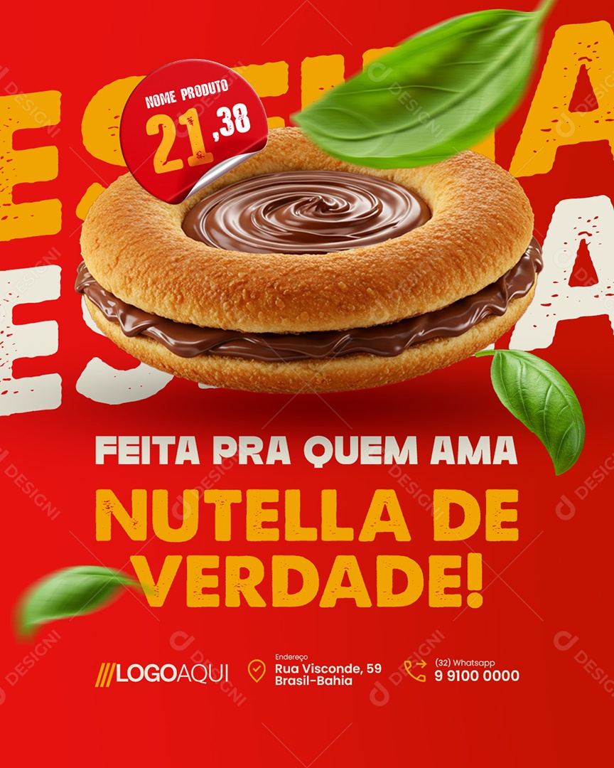 Esfiha Feita Pra Quem Ama Nutella De Verdade Social Media PSD Editável