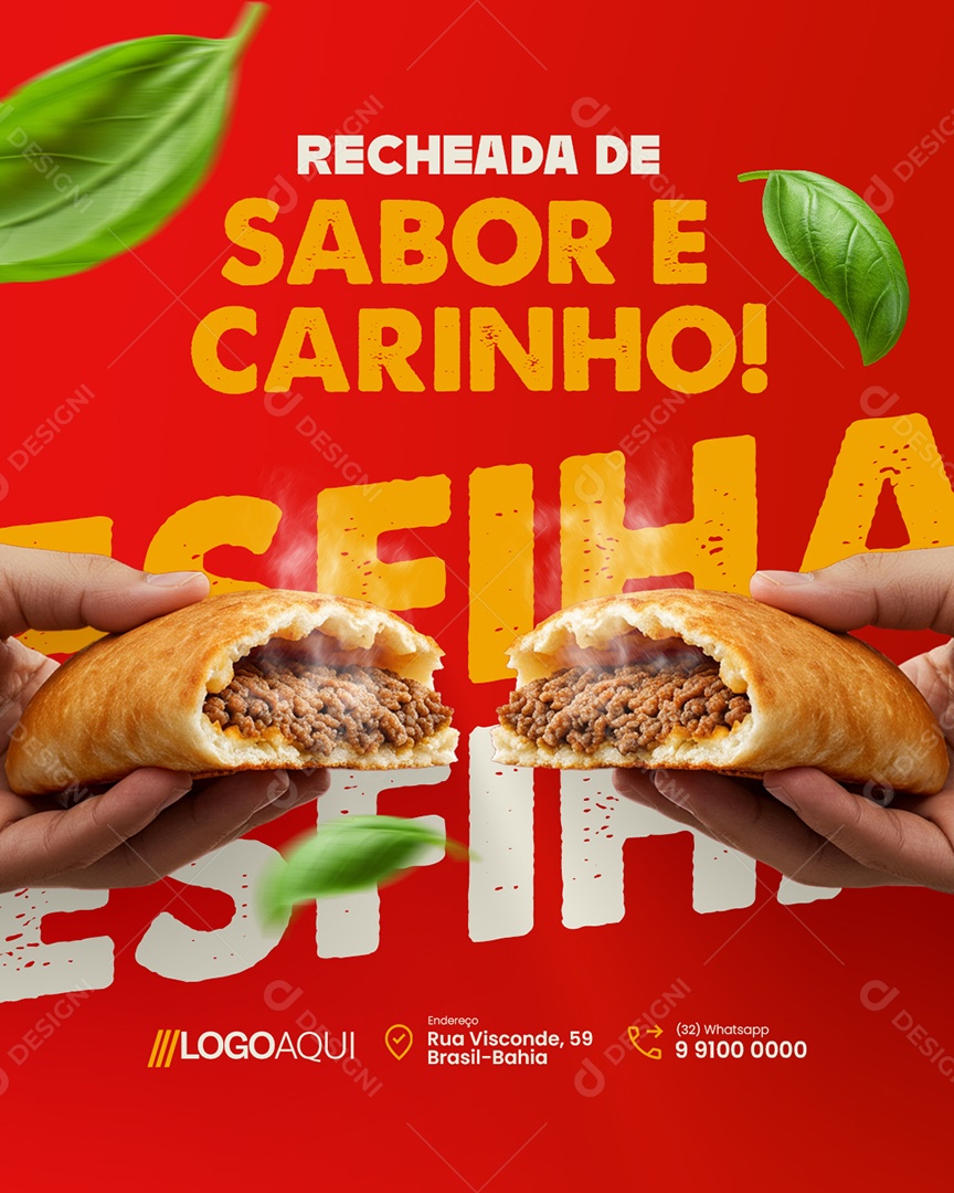 Esfiha Recheada De Sabor e Carinho Social Media PSD Editável