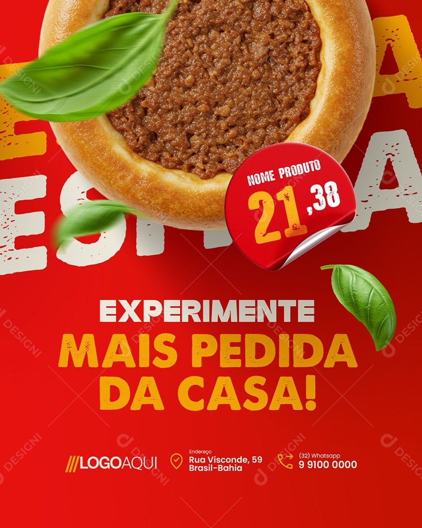 Esfiha Experimente Mais Pedida Da Casa Social Media PSD Editável