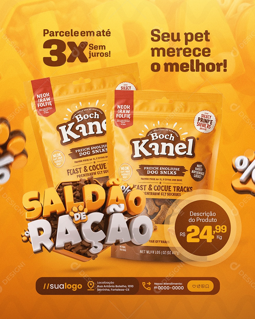 Saldão De Ração Pet Shop Seu Pet Merece o Melhor Social Media PSD Editável