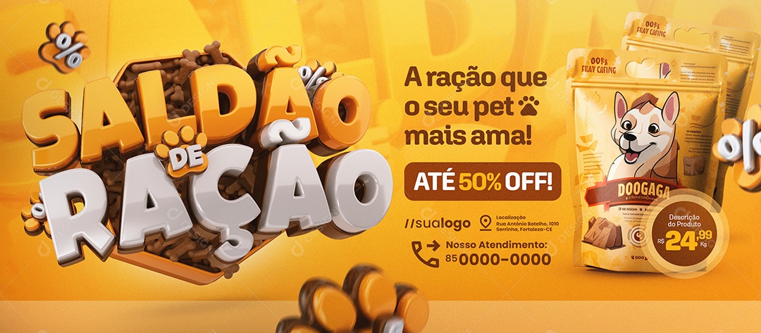 Banner Saldão De Ração Pet Shop Seu Pet Ama Social Media PSD Editável