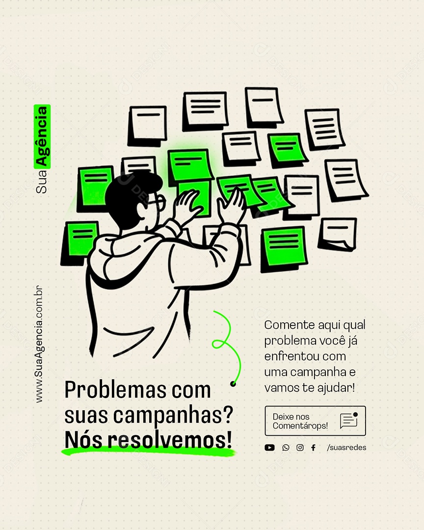 Marketing Digital Publicidade Problemas com Suas Campanhas Social Media PSD Editável