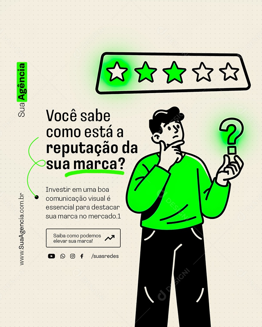 Marketing Digital Publicidade Você Sabe Como Está a Reputação da Sua Marca Social Media PSD Editável