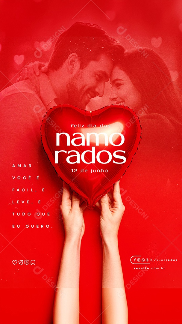 Story Feliz Dia Dos Namorados 12 de Junho Social Media PSD Editável