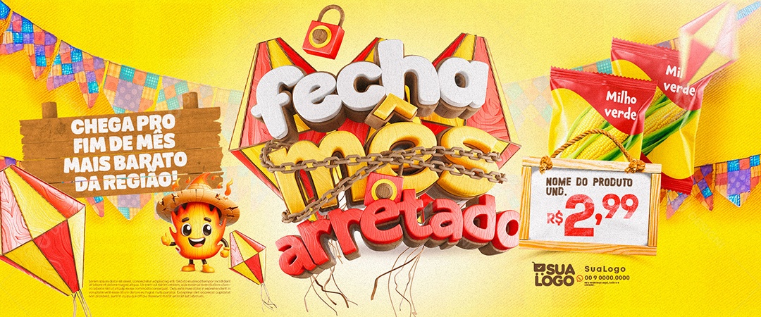 Banner Fecha Mês Arretado Social Media PSD Editável