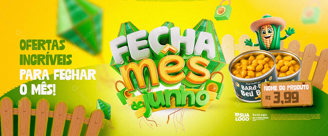 Banner Fecha Mês Arretado Social Media PSD Editável
