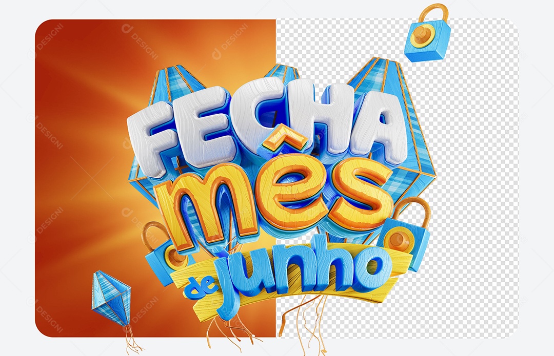 Selo 3D Fecha Mês de Junho Social Media PSD Editável
